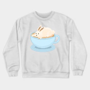 Cute bunny cappuccino in a blue cup Crewneck Sweatshirt